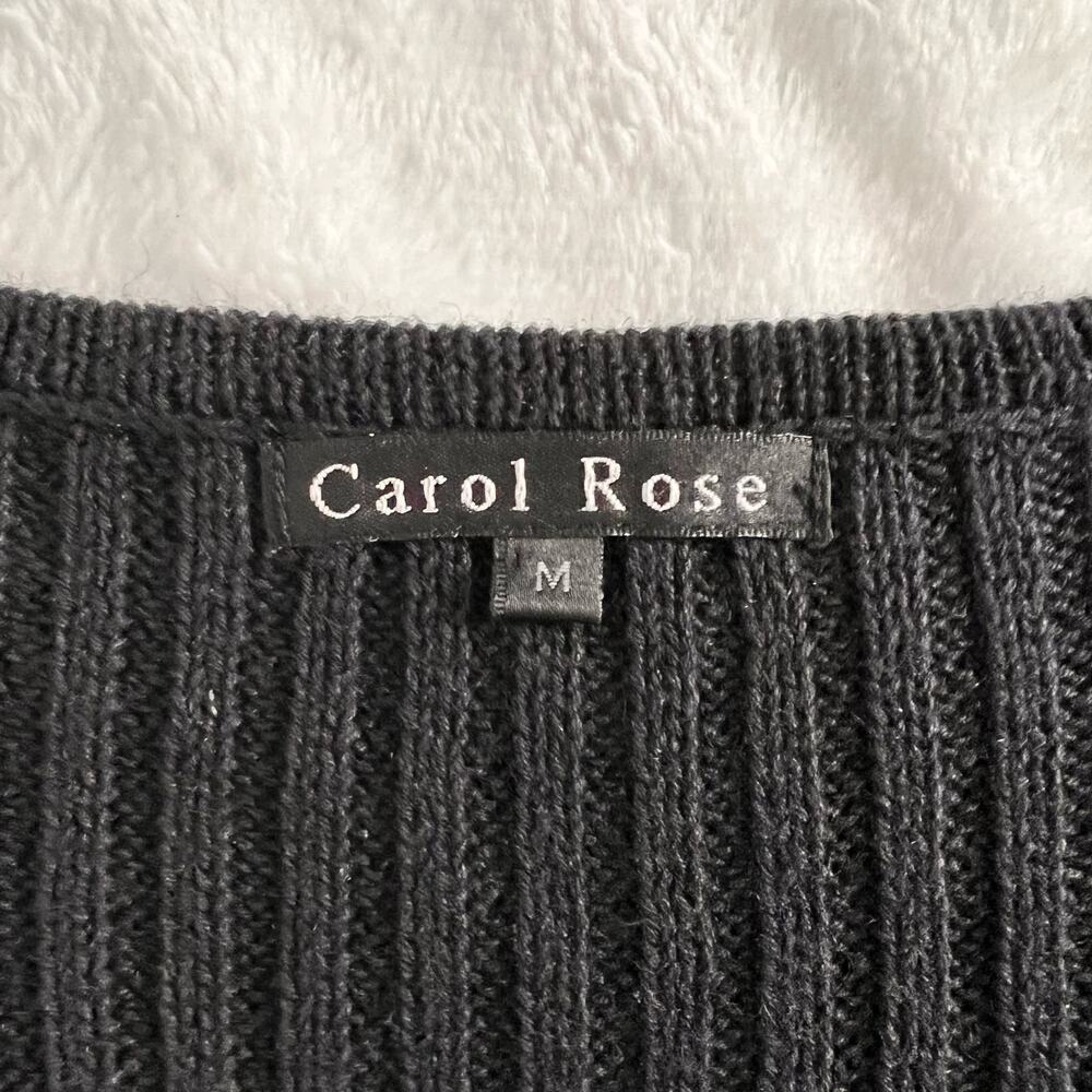 Carol Rose Black Knit Short Sleeve Top Size Medium - Picture 4 of 7